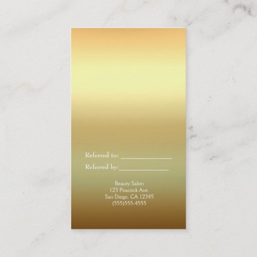 Peacock Feather Gold Exotic Boho Verwijs een vrien Aanbevelingskaartje (Achterkant)