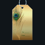 Peacock Feather Gold Exotische Boho Chic Custom Fa Cadeaulabel<br><div class="desc">Peacock Feather Gold Exotische Boho Chic Custom Favor Gift Label. Pas aan op de manier die u wilt. Overeenkomende items beschikbaar.</div>
