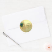 Peacock Feather Gold Exotische Boho Chic Custom Fa Ronde Sticker (Envelop)