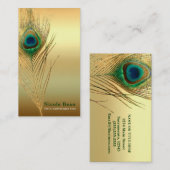 Peacock Feather Gold Exotische Boho Chic Custom Gl Visitekaartje (Voorkant / Achterkant)