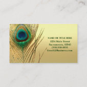 Peacock Feather Gold Exotische Boho Chic Custom Gl Visitekaartje (Achterkant)