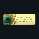 Peacock Feather Gold Exotische Boho Chique Uitnodi Etiket<br><div class="desc">Peacock Feather Gold Exotische Boho Chic uitnodigingslabels. Aanpassen met elke tekst. Overeenkomende objecten beschikbaar.</div>