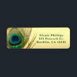 Peacock Feather Gold Exotische Boho Chique Uitnodi Etiket<br><div class="desc">Peacock Feather Gold Exotische Boho Chic uitnodigingslabels. Aanpassen met elke tekst. Overeenkomende objecten beschikbaar.</div>