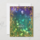 Peacock Feather Gold Glitter Wedding Menu RSVP (Achterkant)