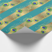 Peacock Feather Gold Swirl Barok Krans Juweel Cadeaupapier (Hoek)