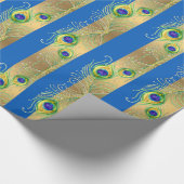 Peacock Feather Gold Swirl Barok Krans Juweel Cadeaupapier (Hoek)