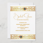 Peacock feather gouden band minimalistisch elegant kaart (Voorkant)