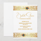 Peacock feather gouden band minimalistisch elegant kaart (Voorkant / Achterkant)