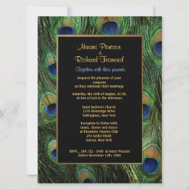 Peacock Feather Green 6,5" x 8 bruiloft uitnodigin Kaart