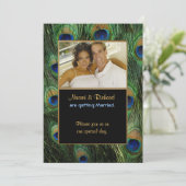 Peacock Feather Green - Foto bruiloft uitnodiging (Staand voorkant)