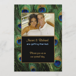 Peacock Feather Green - Foto bruiloft uitnodiging