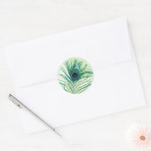 Peacock Feather Green Glitter Ronde Sticker (Envelop)