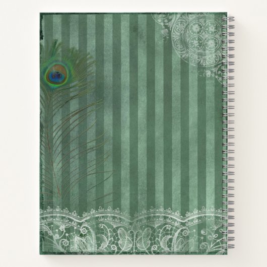 Peacock Feather Green Stripe  Journal Notitieboek (Achterkant)