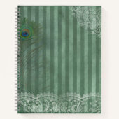 Peacock Feather Green Stripe  Journal Notitieboek (Voorkant)