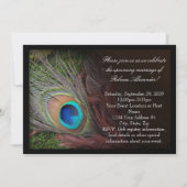 Peacock Feather Groen/Zwart Vrijgezellenfeest Kaart (Achterkant)