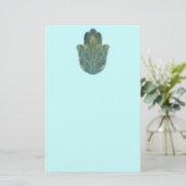 Peacock Feather Hamsa Briefpapier (Staand voorkant)