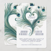 Peacock Feather Heart | Huwelijksuitnodiging Kaart (Voorkant / Achterkant)