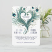 Peacock Feather Heart | Huwelijksuitnodiging Kaart (Staand voorkant)