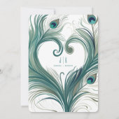 Peacock Feather Heart | Huwelijksuitnodiging Kaart (Achterkant)