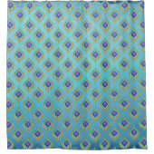 Peacock Feather Ikat Pattern Shower Bath Decor Douchegordijn (Voorkant)