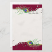 Peacock Feather in Swirls - Bruiloft Stationery Briefpapier (Voorkant / Achterkant)