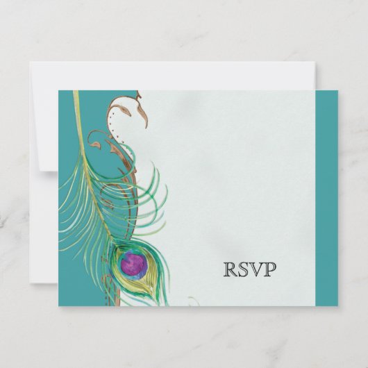 Peacock Feather in Swirls - Weddenschap Kaart (Achterkant)