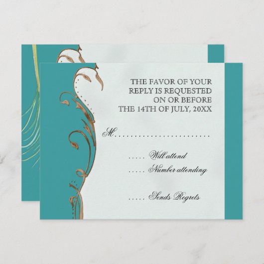 Peacock Feather in Swirls - Weddenschap Kaart (Voorkant / Achterkant)