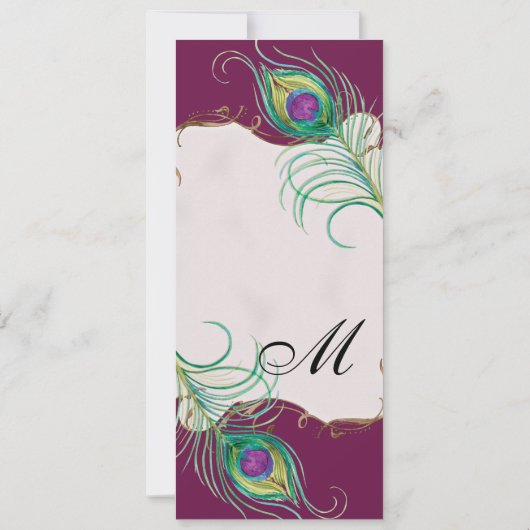 Peacock Feather in Swirls - Weddenschap Kaart (Achterkant)