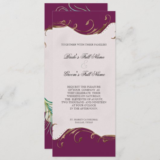 Peacock Feather in Swirls - Weddenschap Kaart (Voorkant / Achterkant)