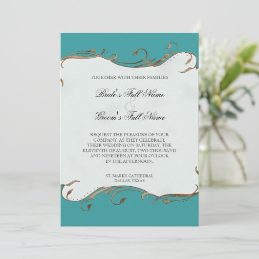 Peacock Feather in Swirls - Weddenschap Kaart (Staand voorkant)