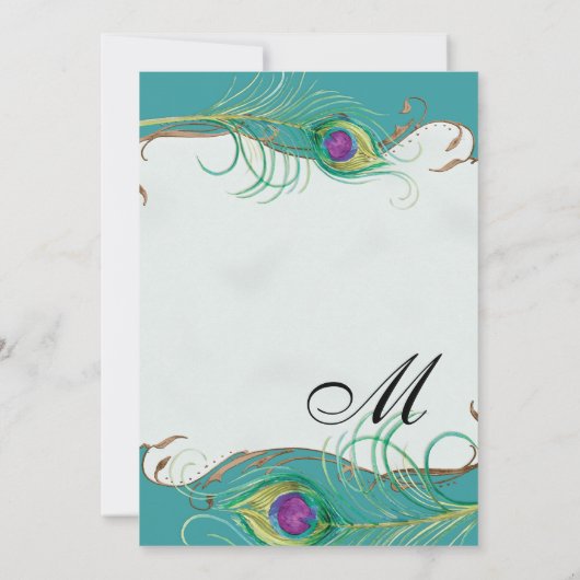 Peacock Feather in Swirls - Weddenschap Kaart (Achterkant)