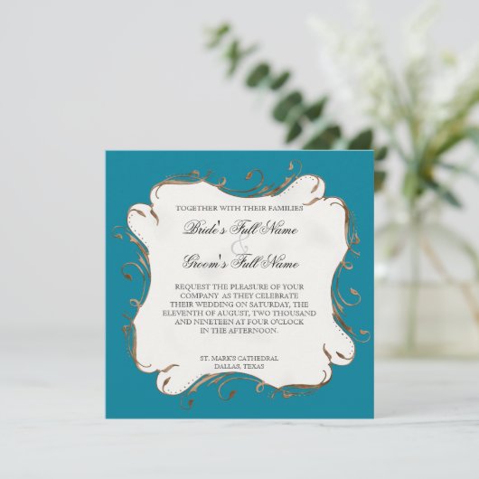 Peacock Feather in Swirls - Weddenschap Kaart (Staand voorkant)