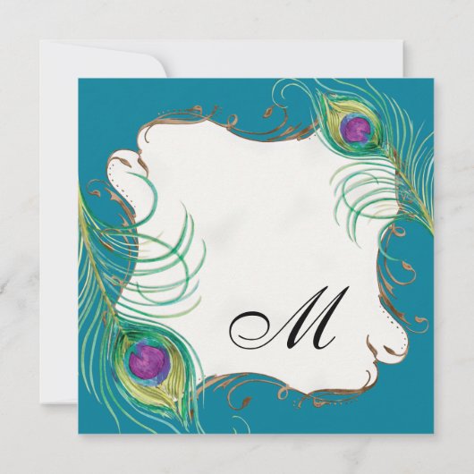 Peacock Feather in Swirls - Weddenschap Kaart (Achterkant)