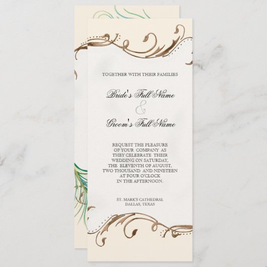 Peacock Feather in Swirls - Weddenschap Kaart (Voorkant / Achterkant)