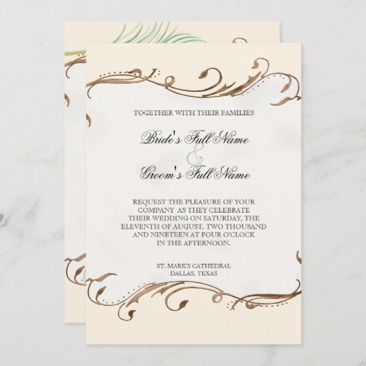 Peacock Feather in Swirls - Weddenschap Kaart (Voorkant / Achterkant)