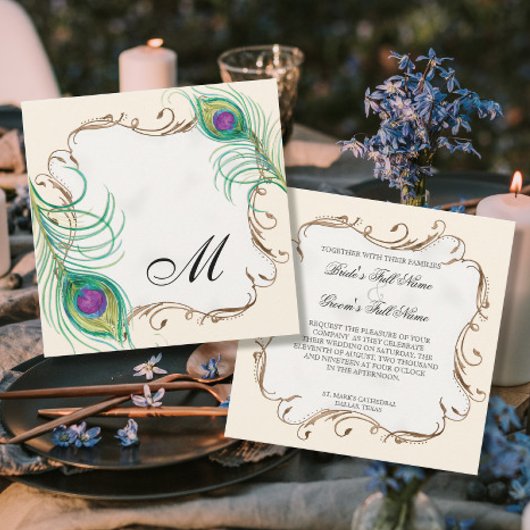 Peacock Feather in Swirls - Weddenschap Kaart