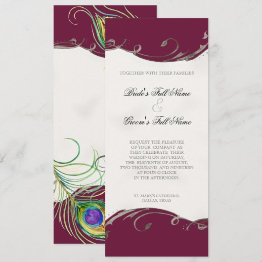 Peacock Feather in Swirls - Weddenschap Kaart (Voorkant / Achterkant)