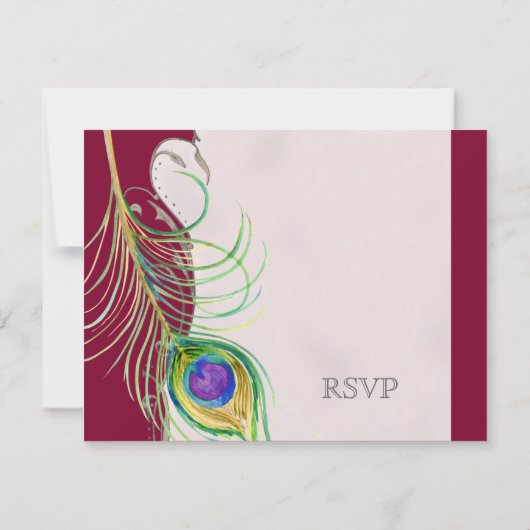 Peacock Feather in Swirls - Weddenschap Kaart (Achterkant)