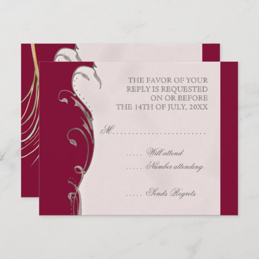 Peacock Feather in Swirls - Weddenschap Kaart (Voorkant / Achterkant)