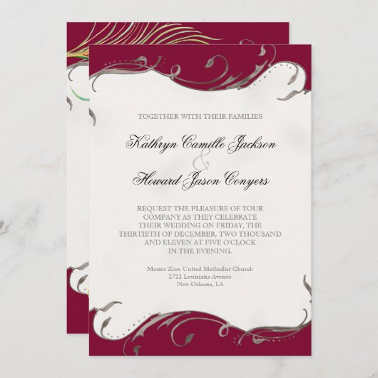 Peacock Feather in Swirls - Weddenschap Kaart (Voorkant / Achterkant)