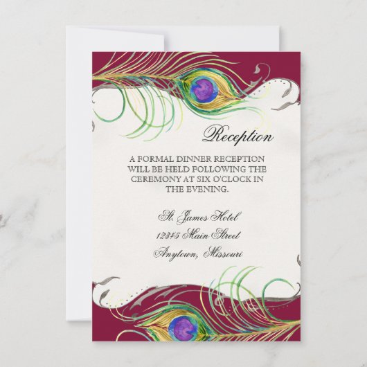 Peacock Feather in Swirls - Weddenschap Kaart (Achterkant)