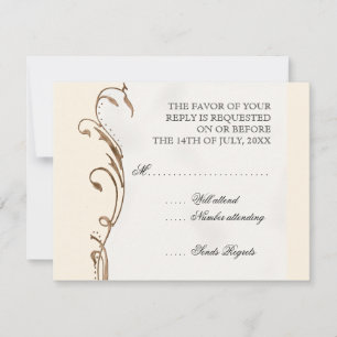 Peacock Feather in Swirls - Weddenschap RSVP Kaartje
