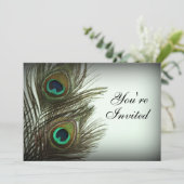 Peacock Feather Invitation - Foto Kaart (Staand voorkant)