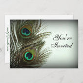 Peacock Feather Invitation - Foto Kaart (Voorkant / Achterkant)