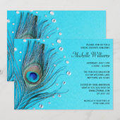 Peacock Feather Jewels Aqua Vrijgezellenfeest Kaart (Voorkant / Achterkant)