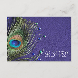 Peacock Feather Jewels Paarse RSVP-reactiekaart RSVP Kaartje