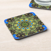 Peacock Feather Kaleidoscoop 1 Bier Onderzetter (Linkerzijde)