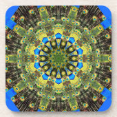 Peacock Feather Kaleidoscoop 1 Bier Onderzetter (Voorkant)