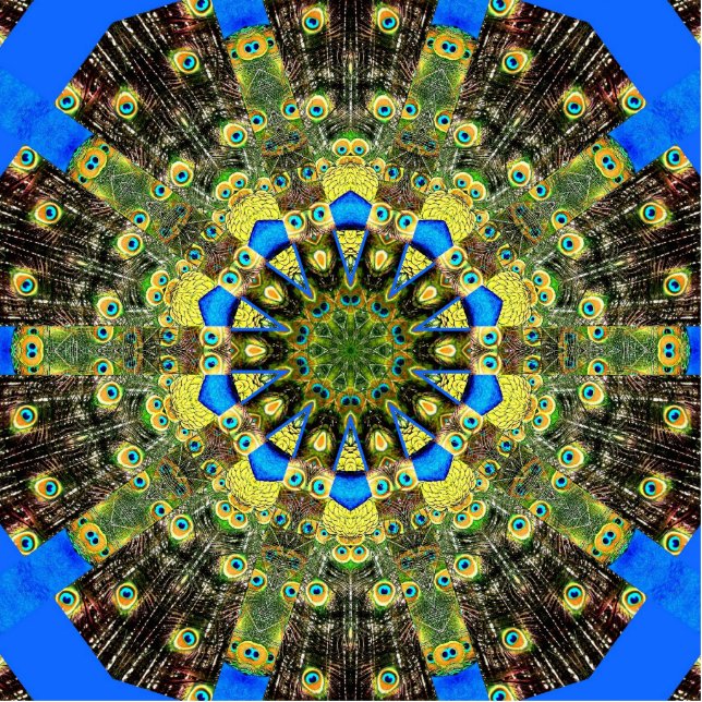 Peacock Feather Kaleidoscoop 1 Staand Fotobeeldje (Voorkant)