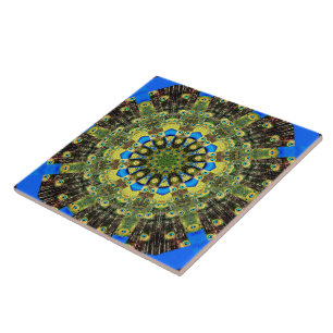 Peacock Feather Kaleidoscoop 1 Tegeltje